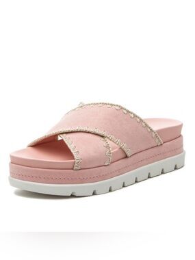 NWT J/SLIDES BAE Pink Faux Suede Sandal